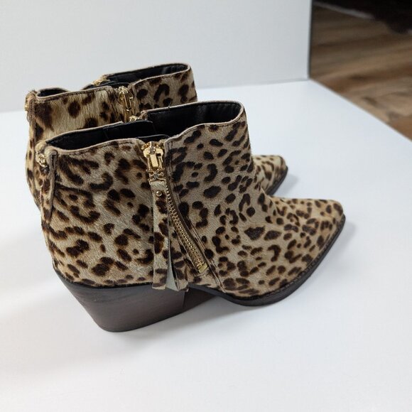 Like NEW Sam Edelman Walden Leopard-Print Cow Hair Booties Size 6 - Picture 9 of 17